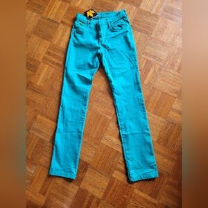 Women's Straight Leg Jeans in Turquoise/Teal